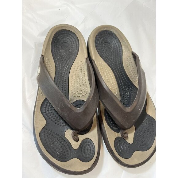CROCS BROWN FLIP FLOP THONG SANDALS MENS 7 / WOMENS 9 - Picture 1 of 14